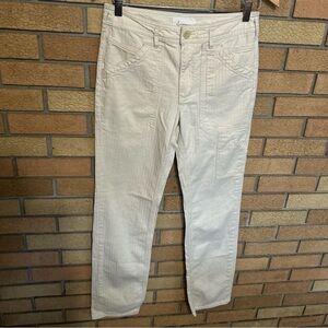 Anthropologie Women’s Utility Herringbone Striped Ivory Straight Leg Size 25